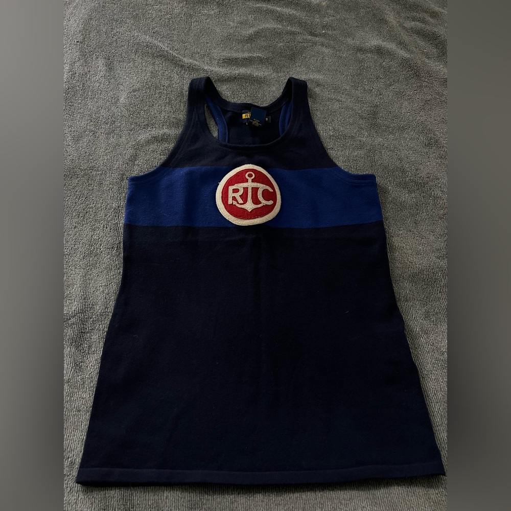 Ralph Lauren Navy and Blue Rugby Tank Top